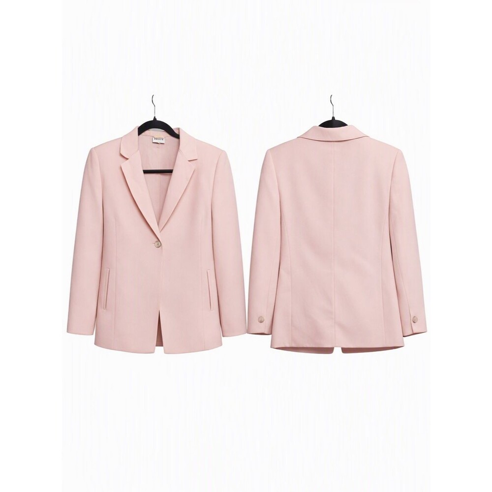 Akris light Wool Blazer Single Button Jacket Blush Pink Beige Quiet Luxury 8